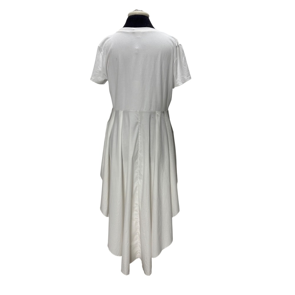 Studio F White High Low Pleated Back‎ T-Shirt Top NWT Size Large S222743 - Picture 3 of 6